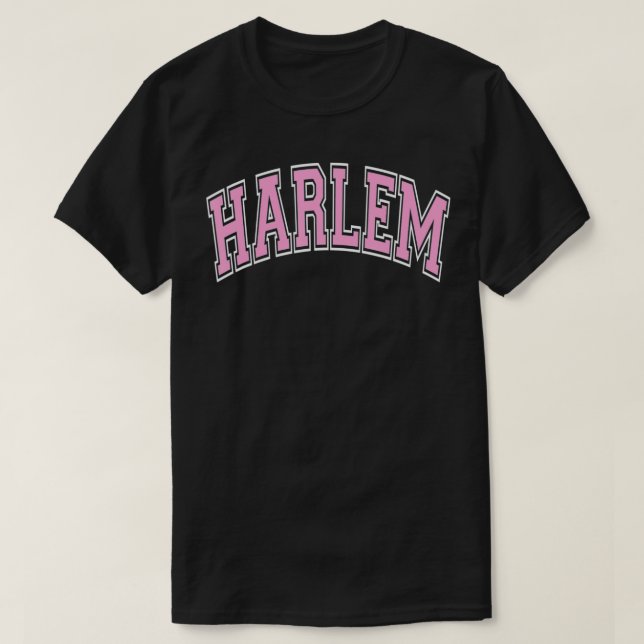 Camiseta Harlem New York NYC Varsity Style Tet Rosa (Frente do Design)