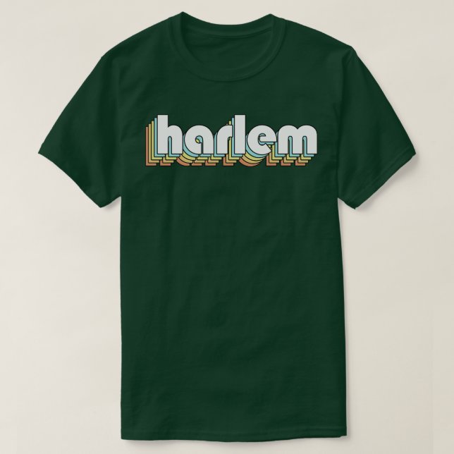 Camiseta Harlem Retro Rainbow Tipografia Estilo Desvanecido (Frente do Design)