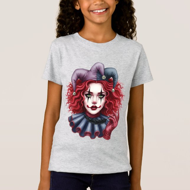 Camiseta Harlequin com uma pena preta (Frente)