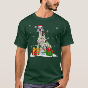Camiseta Harlequin Great Dane Christmas Tree Luzes Xmas Pa