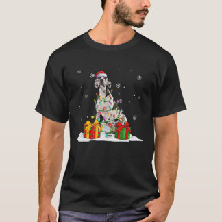 Camiseta Harlequin Great Dane Christmas Tree Luzes Xmas Pa