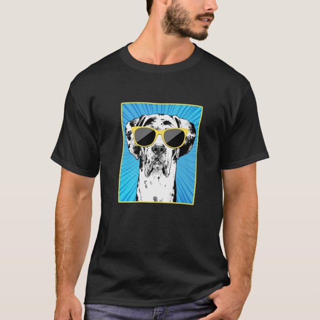 Camiseta Harlequin Great Dane Retratrait Pop Art Dog Com So (Frente)