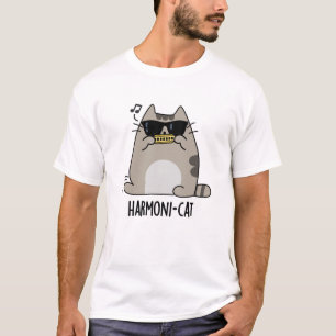 Camiseta Harmoni-cat Funny Harmonica Cat Pun