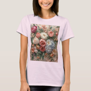 Camiseta Harmonia de Flor Éterea: Couture Floral em Pastéis