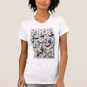 Camiseta Harmonia de Letras Árabes 3D de Luxo