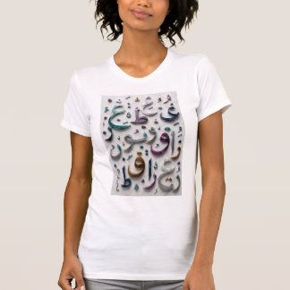 Camiseta Harmonia de Letras Árabes 3D de Luxo