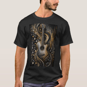 Camiseta Harmonia em Fragmentos Guitarra 3D Micro Mosaico