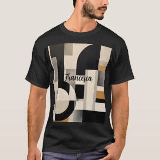 Camiseta Harmonia em Tons: Composição Abstrata em Preto e B