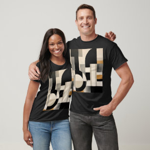 Camiseta Harmonia em Tons: Composição Abstrata em Preto e B