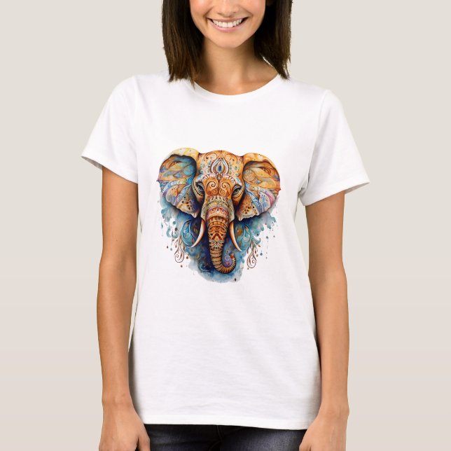 Camiseta Harmonia Espiritual: A Mente Colorida do Elefante (Frente)
