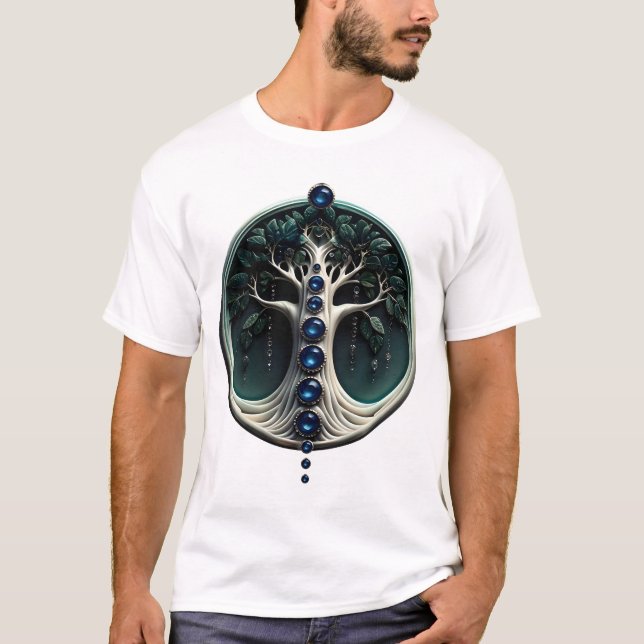 Camiseta Harmonia na árvore mística da vida. (Frente)