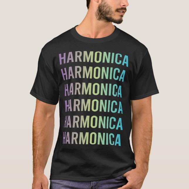 Camiseta Harmônica Azul Roxa Gaita de Boca (Frente)