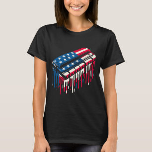 Camiseta Harmônica de Gotejamento de Tinta Bandeira America