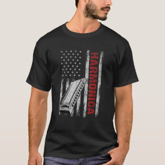 Camiseta Harmonica - Instrumento Musical - Bandeira America