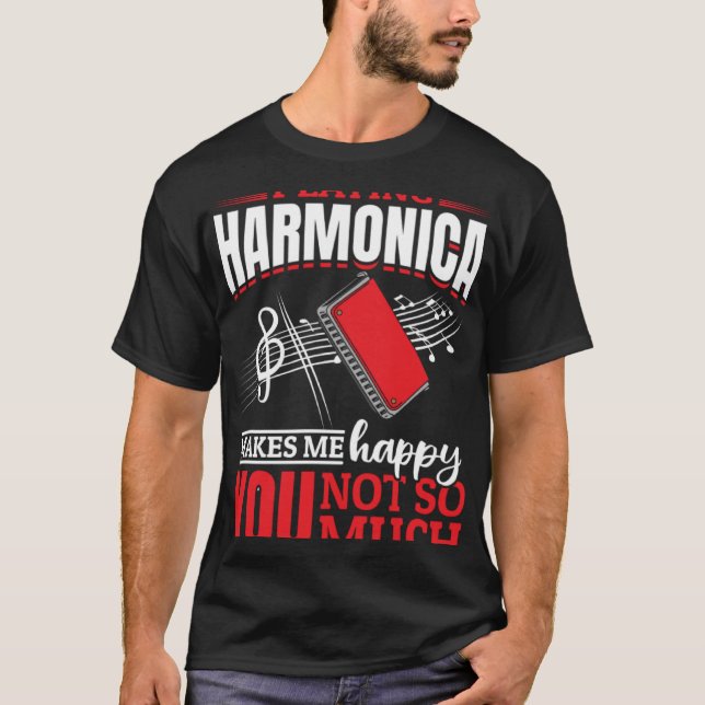 Camiseta Harmonica Jogando Harmonica Me Faz Feliz Que Você  (Frente)