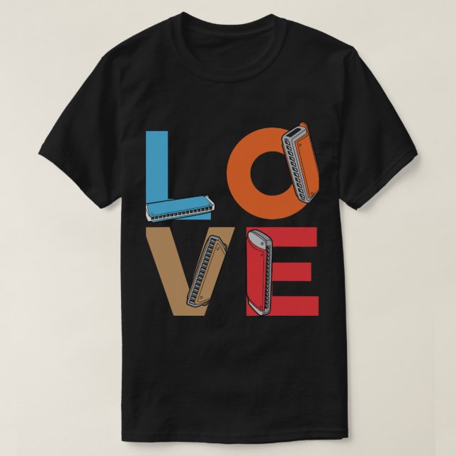 Camiseta Harmonica Lover Love Harmonicas Player H (Frente do Design)