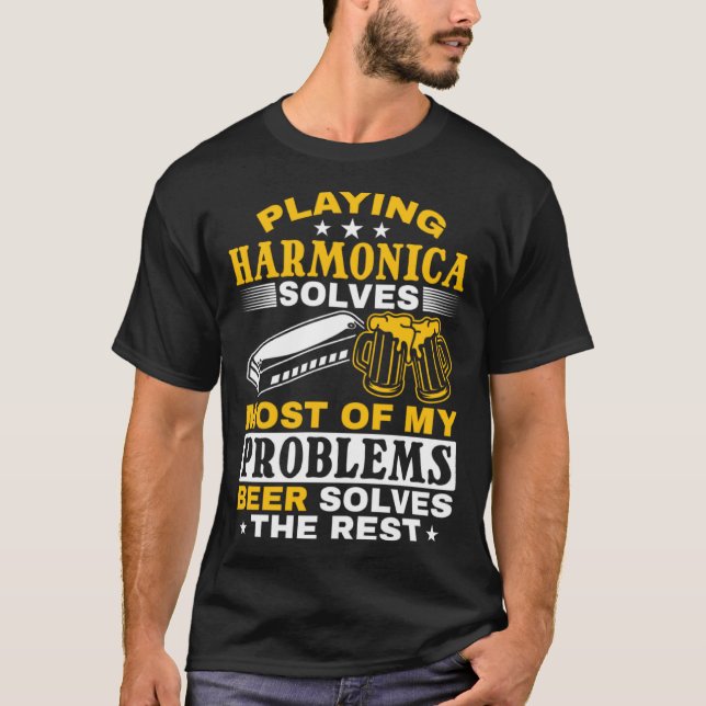 Camiseta Harmonica Player Playing Harmonica (Frente)
