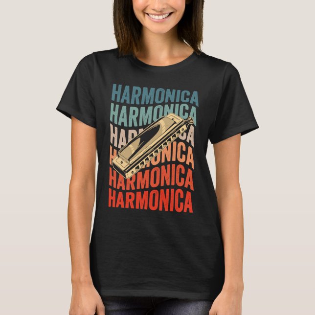 Camiseta Harmonica Retro Harmonicist Harp Player (Frente)