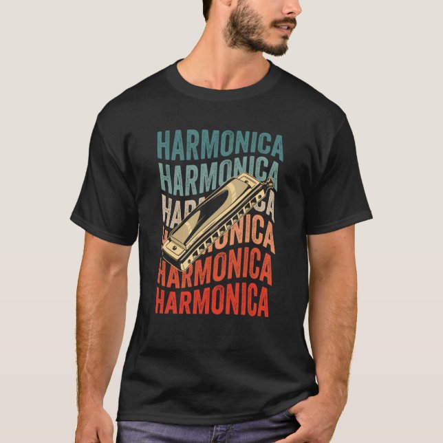 Camiseta Harmonica Retro Harmonicist Harp Player (Frente)