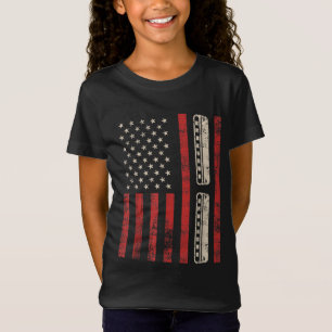 Camiseta Harmonica Vintage American Flag Patriótico Harmoni