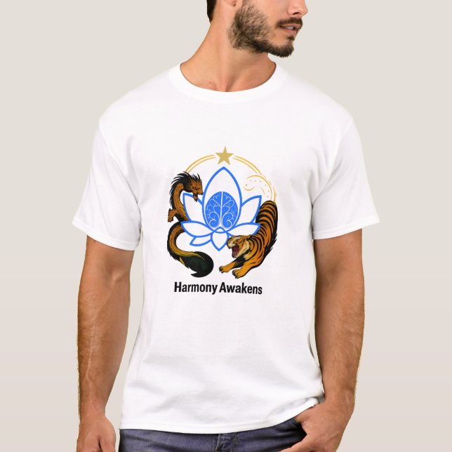 Camiseta Harmony Awakens- Lotus, dragon and tiger (Frente)