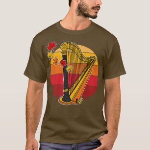 Camiseta Harp Fall Harpist Outono Música de Ação de Graças