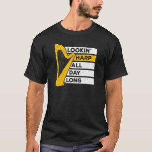Camiseta Harp Musical Olhando A Harp Musical Harpist Orches
