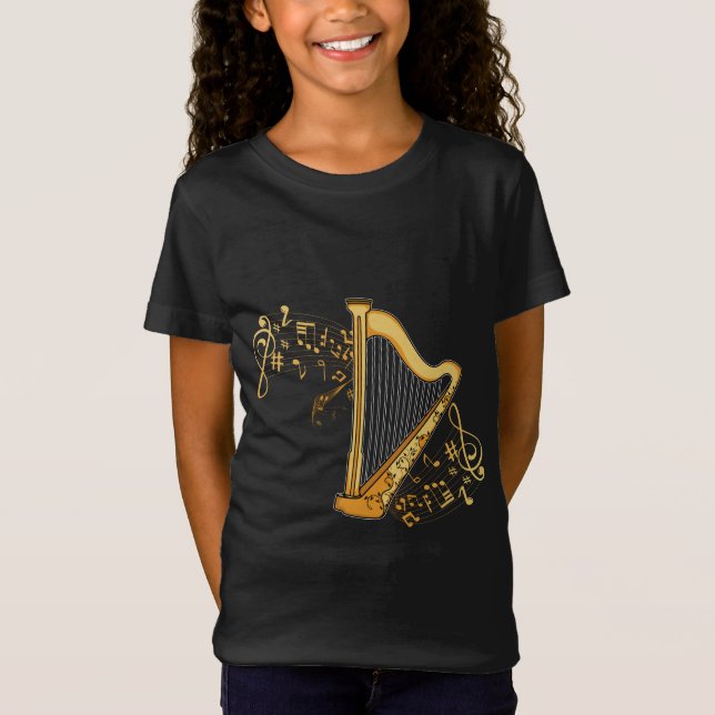 Camiseta Harp Player Gift Girls Harpist Women Music Harp (Frente)