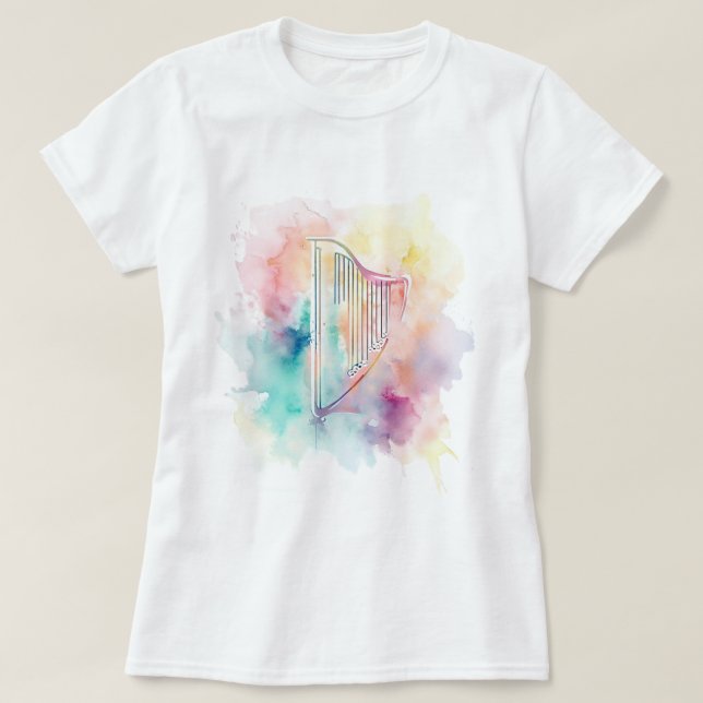 Camiseta Harp Watercolor T-Shirt (Frente do Design)