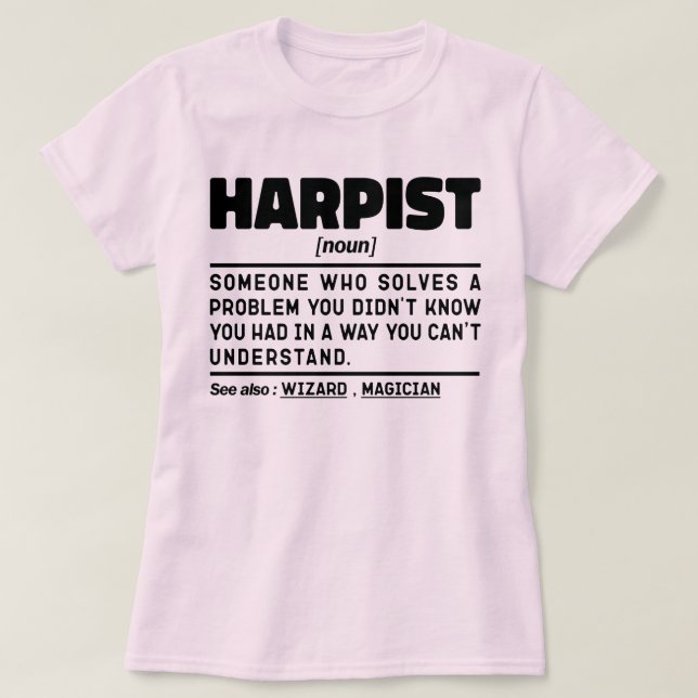 Camiseta Harpist Noun Music Instrumento Harp Lover Engraçad (Frente do Design)
