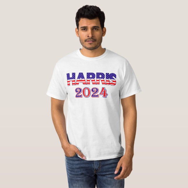 Camiseta Harris 2024 Presidente Democrat EUA Sinalizador Va (Frente Completa)