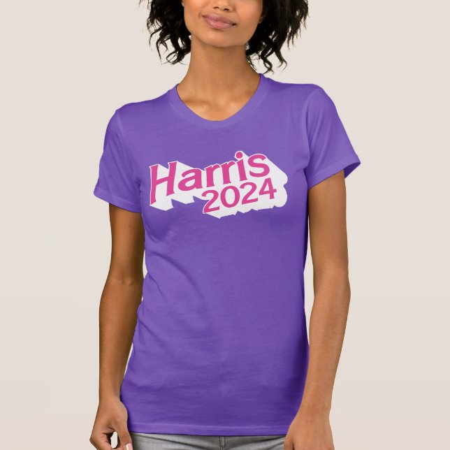 Camiseta Harris 2024 rosa e roxo colorido (Frente)