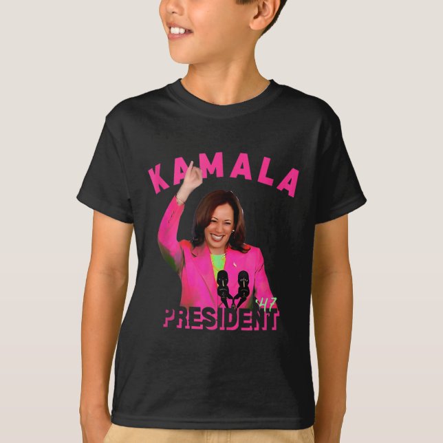 Camiseta Harris Aka Para O Presidente 47 Vírgula Rosa La 20 (Frente)