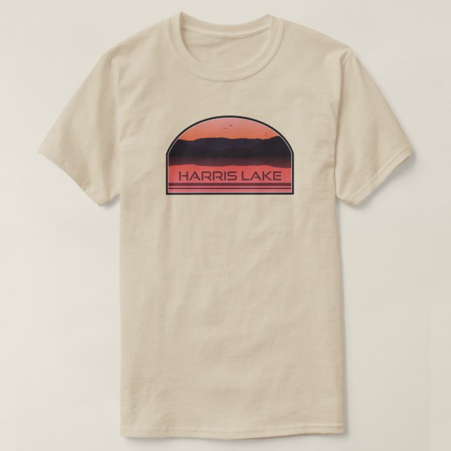 Camiseta Harris Lake North Carolina Red Sunrise (Frente do Design)