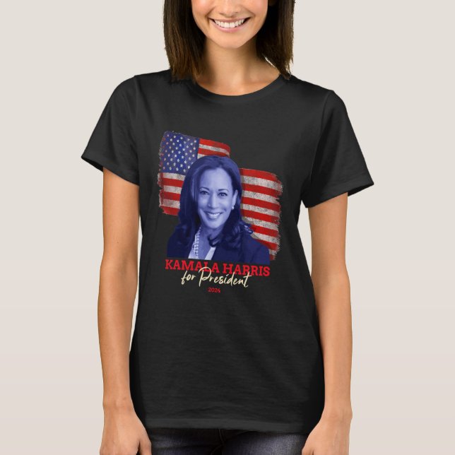 Camiseta Harris Para Presidente 2024 Senhora Vice-President (Frente)