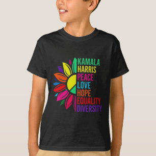 Camiseta Harris Peace Love Igualdade Esperam Diversidade 1