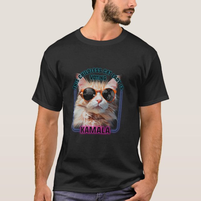 Camiseta Harris Waltz 2024 Suporta Gato Sem Filhos Lady T S (Frente)