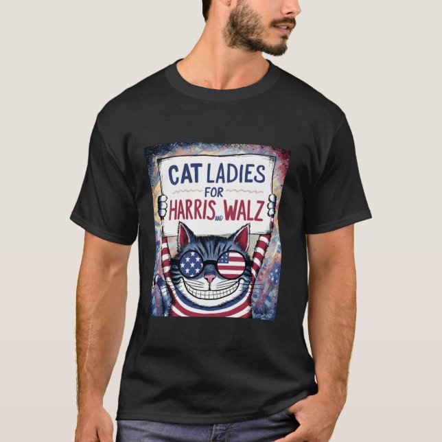 Camiseta Harris Walz 2024 Cat Ladies para Harris e Walz Wa (Frente)