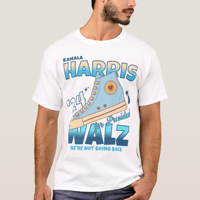 Camiseta Harris Walz 2024 Não vamos voltar para o Sneaker (Frente)