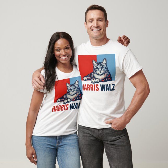Camiseta Harris Walz 2024 Obviamente Blue Cat (Unissex)
