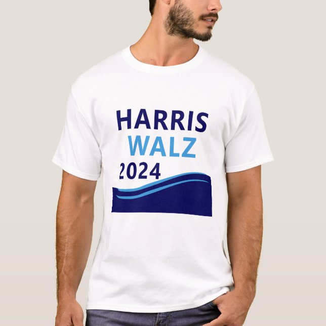 Camiseta Harris Walz 2024 para Presidente Blue Wave (Frente)