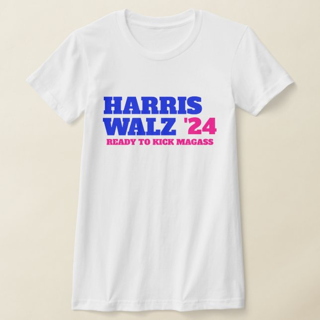Camiseta Harris Walz 2024 rosa e azul (Postura )