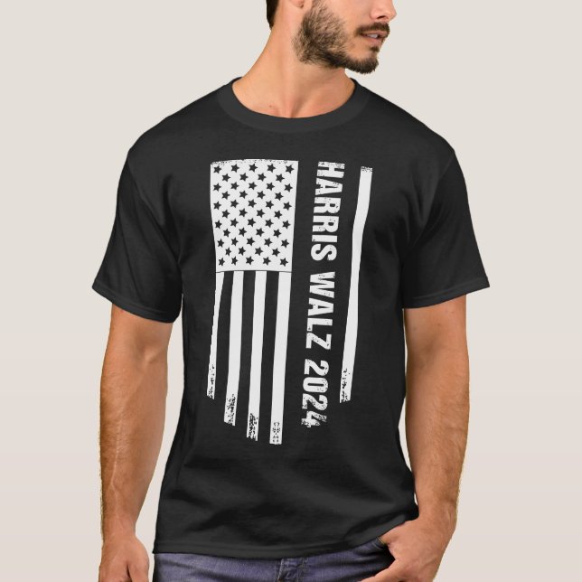 Camiseta Harris Walz 2024 US Flag (Frente)