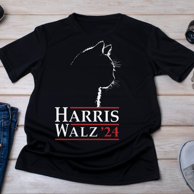 Camiseta Harris Walz 24 Cat Silhouette Campaign (Criador carregado)