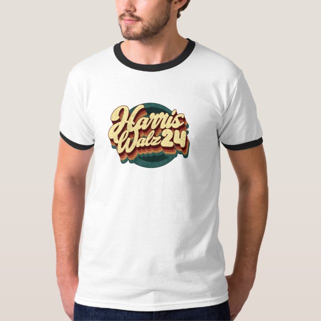 Camiseta Harris Walz 24 Retro Ringer (Frente)