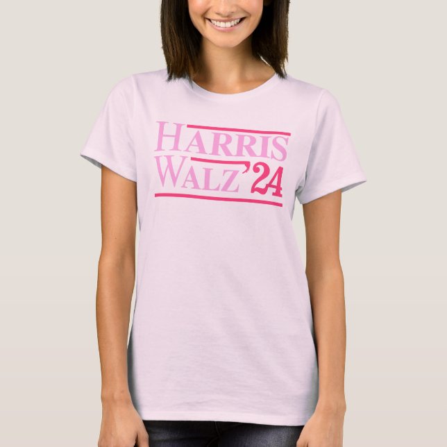 Camiseta Harris Walz '24 rosa (Frente)