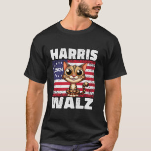 Camiseta Harris Walz Cat 2024 Homens Mulheres Crianças Harr
