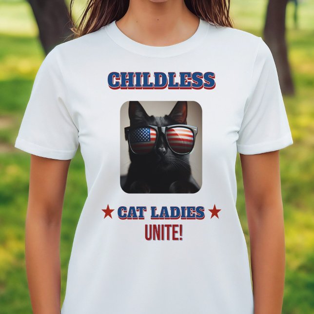 Camiseta Harris Walz Chilless Cat Ladens Unem Foto de Gato (Harris Walz Childless Cat Ladies Unite Cat Photo T-Shirt)
