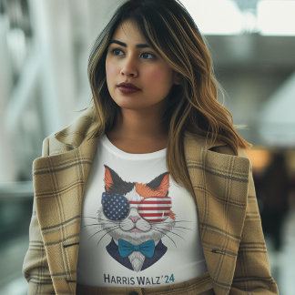 Camiseta Harris Walz Garotas de Gato Infantis