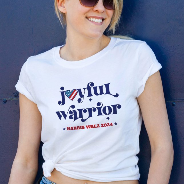 Camiseta Harris Walz Joyful Warrior EUA Flag Heart Election (Criador carregado)
